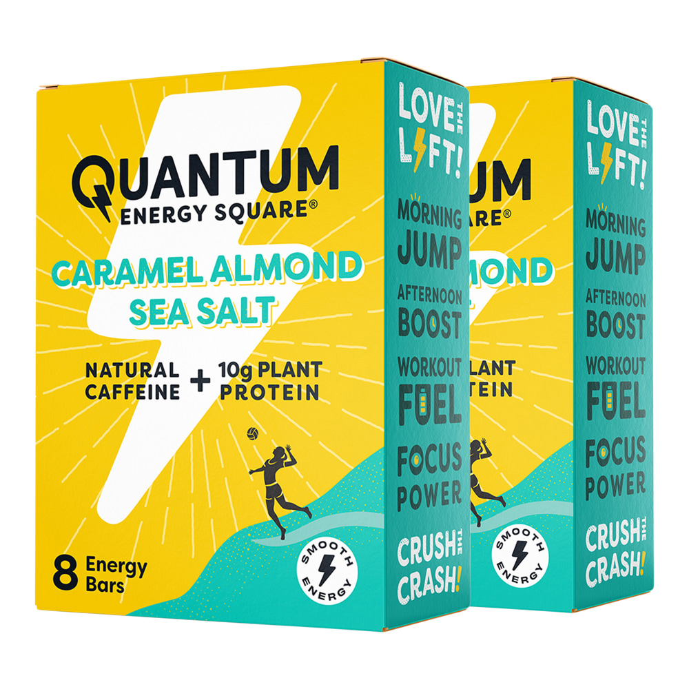 QUANTUM ENERGY SQUARE CARAMEL ALMOND SEA SALT HEALTH BARS - 16-1.69 OZ MPN:QTM-CAD16SC