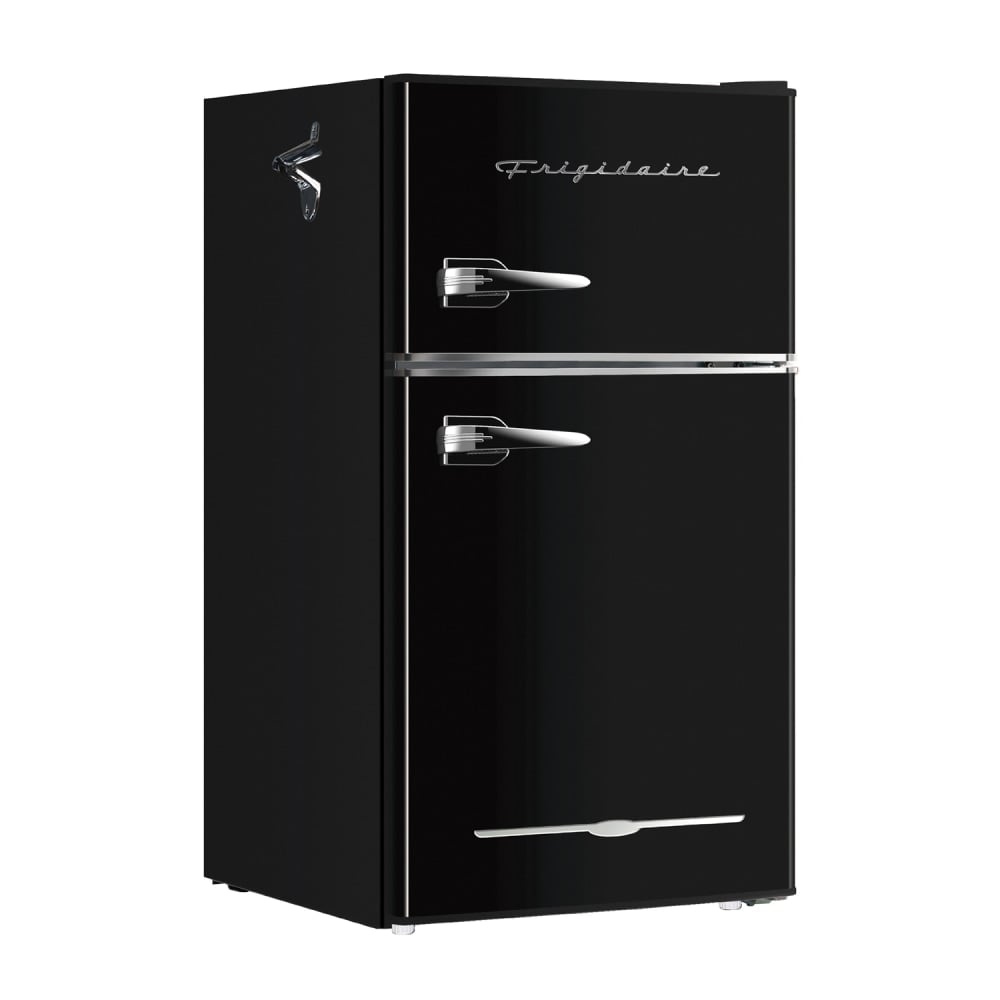 Frigidaire 2-Door Retro 3.2 cu ft Compact Bar Fridge with Freezer and Side Bottle Opener, Black MPN:EFR840-BLACK