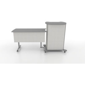 CEF Sit to Stand Teacher Desk & Podium with Attached Right Return 49