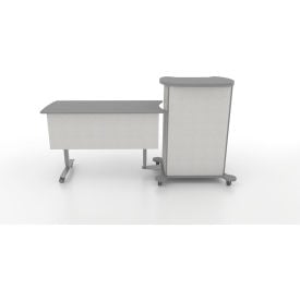 CEF Sit to Stand Teacher Desk & Podium with Attached Right Return 49