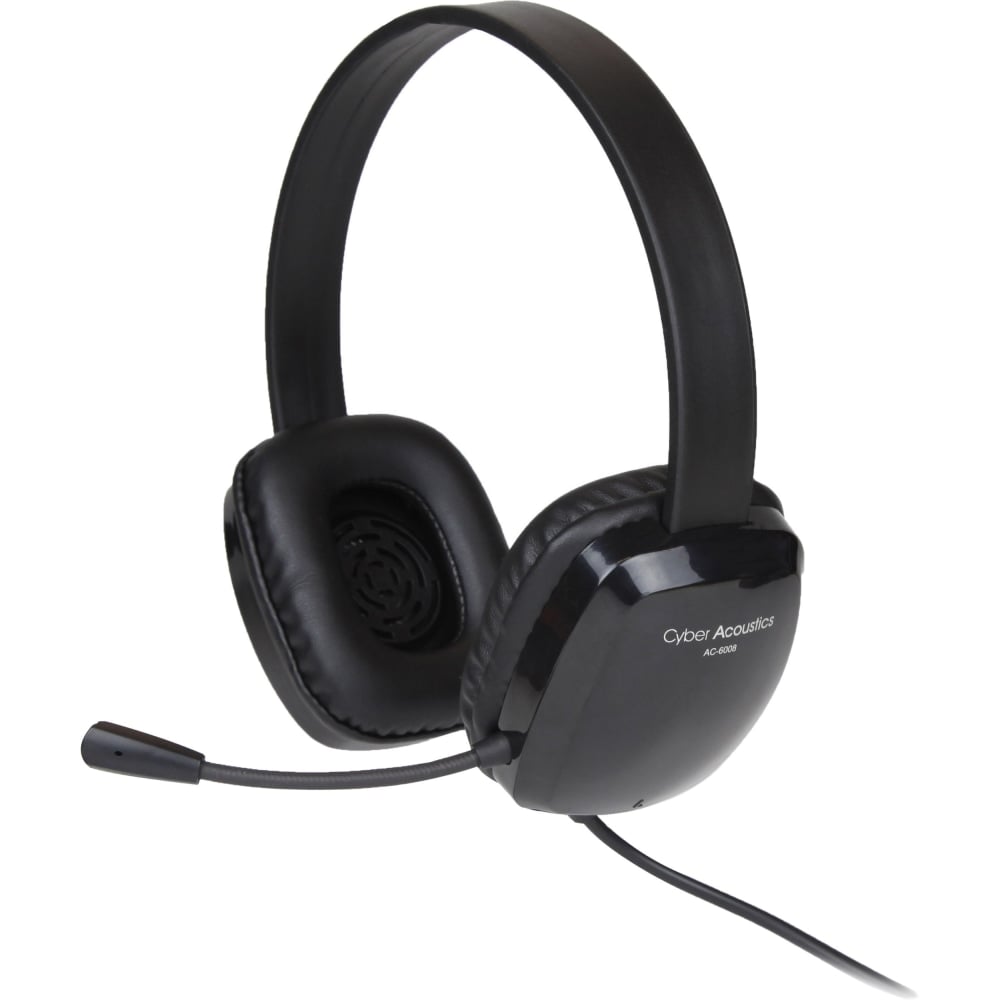 Cyber Acoustics Stereo Headset w/ Single Plug - Stereo - Mini-phone (3.5mm) - Wired - 20 Hz to 20 kHz - AC6008 MPN:AC-6008