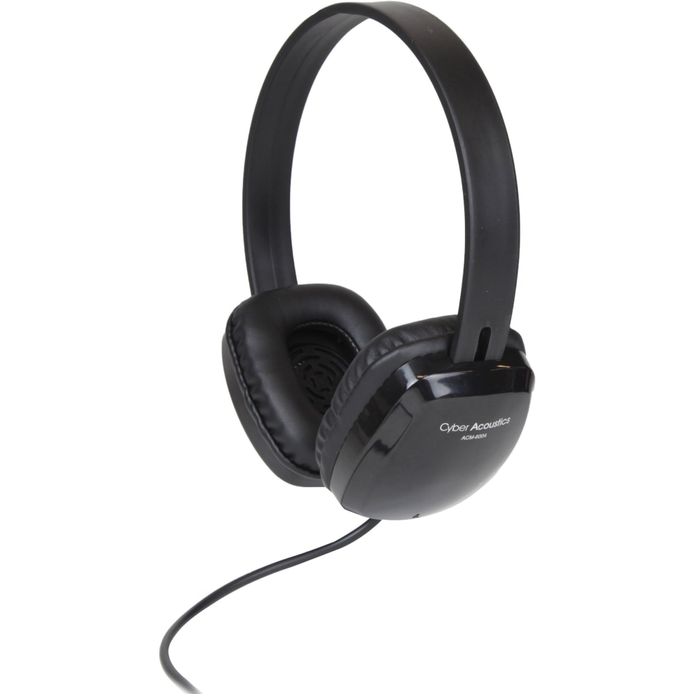 Cyber Acoustics ACM-6004 Stereo Headphones - Stereo - Black - Mini-phone (3.5mm) - Wired - 20 Hz 20 kHz - Over-the-head - Binaural - Supra-aural - 6 ft Cable (Min Order Qty 5) MPN:ACM-6004