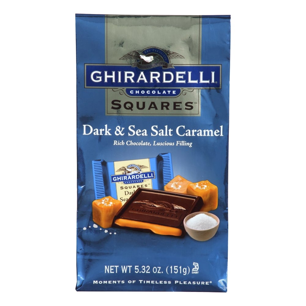 Ghirardelli Chocolate Squares, Dark Chocolate And Sea Salt Caramel, 5.32 Oz, Pack Of 3 Bags MPN:61866