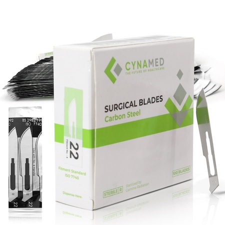 Lab Scalpel Blades, Size 22, Box of 100 MPN:CYZR-0012