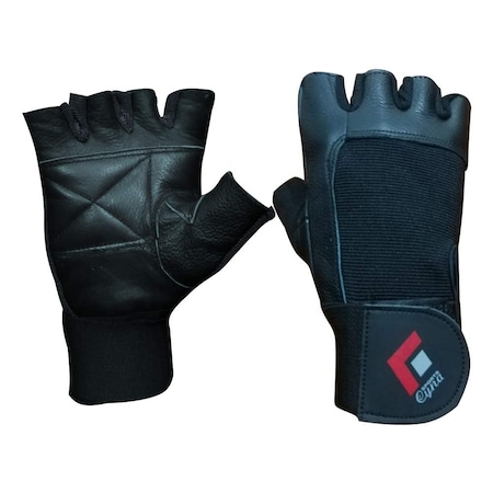 Black Weight Lifting Leather Gloves, MED MPN:CS-0008