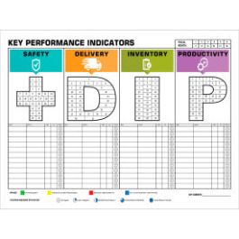 Visual Workplace Magnetic Dry Erase Board KPI Icons 1/8" Thick 48"W x ...