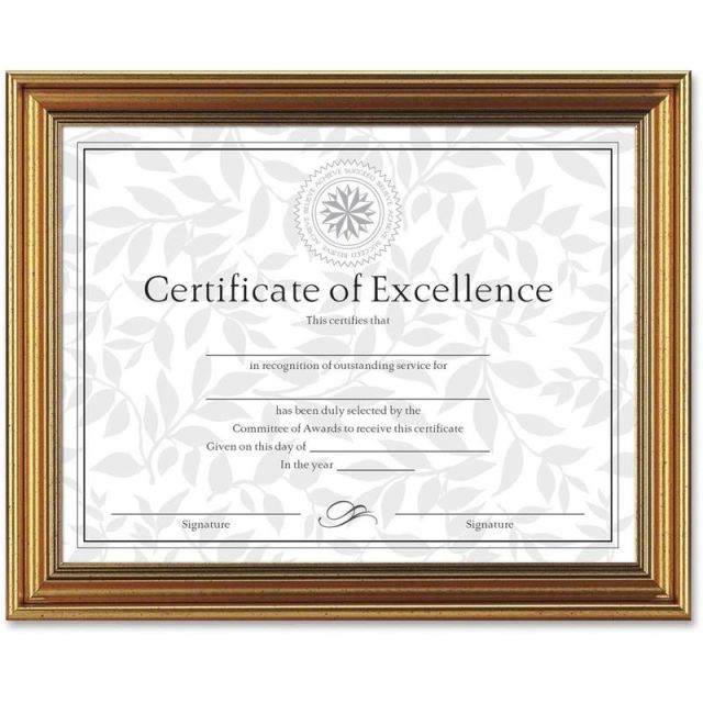 Dax Burns Group Antique-colored Certificate Frame - 11in x 8.50in Frame Size - Rectangle - Desktop - Horizontal, Vertical - 1 Each - Antique Gold (Min Order Qty 2)