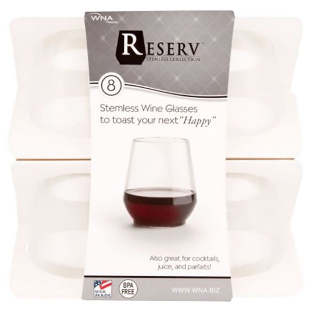 WNA Stemless Plastic Wine Glasses, 12 Oz, Clear, Case Of 64 MPN:RESSGL1288