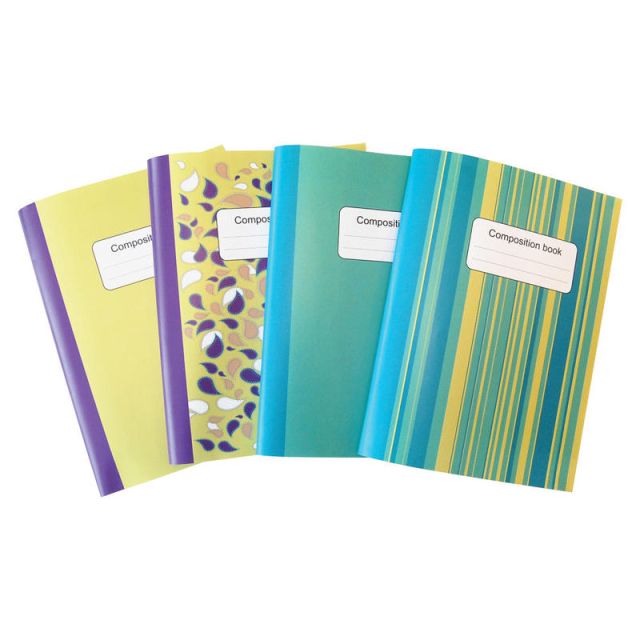 Sparco Composition Books - 80 Sheets - College Ruled - 10in x 7.5in - Multi-colored Cover - Sturdy Cover, Durable - 4 / Pack (Min Order Qty 3) 36125
