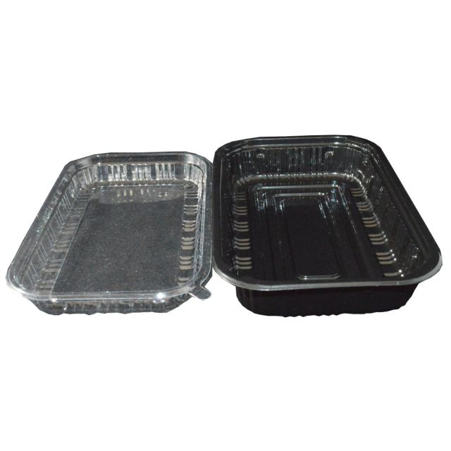 Hawaiis Finest Products Food Containers, Medium/Large, Black/Clear, Pack Of 100 Containers HFBC7SPK