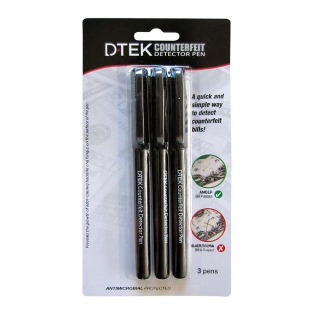 Control Group D-TEK Counterfeit Detector Pens, Black, Pack Of 3 Pens (Min Order Qty 5) 560191