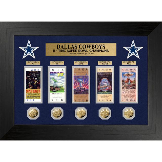 Dallas Cowboys 5 Time Super Bowl Champions Deluxe Gold Coin & Ticket Collection MPN:12-DC-DCSB5TICK