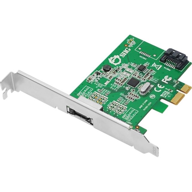 SIIG DP eSATA 6Gb/s 2-Port PCIe i/e - Serial ATA/600 - PCI Express - Dual-profile - Plug-in Card - 2 Total SATA Port(s) - 1 SATA Port(s) Internal - 1 SATA Port(s) External (Min Order Qty 3) MPN:SC-SA0N11-S1
