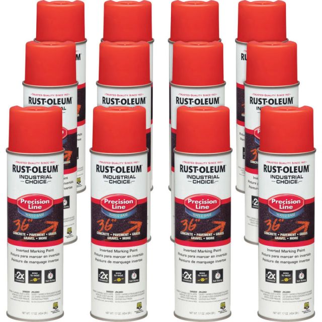 Rust-Oleum Industrial Choice Precision Line Marking Paint - 17 fl oz - 12 / Carton - Safety Red 203038CT
