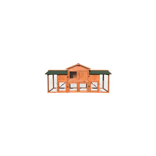 Hanover Outdoor Wooden Elevated Rabbit Hutch with Ramp Run Waterproof Roof and Removable Tray HANRH0105-CDR
