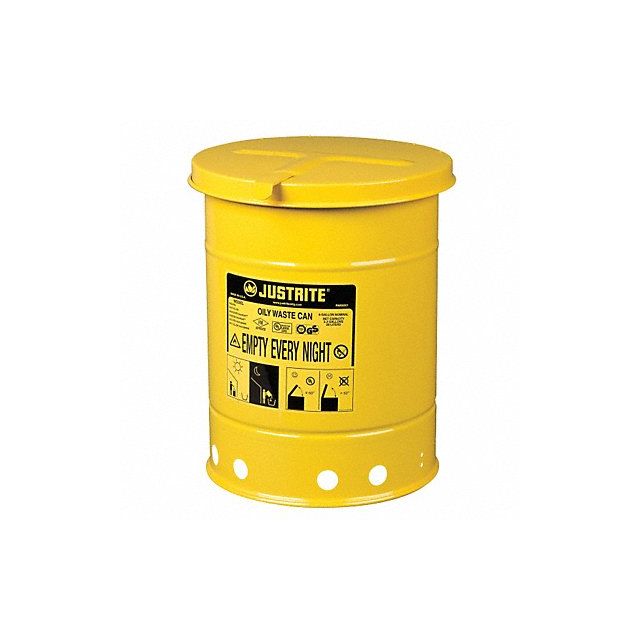 Oily Waste Can 6 Gal. Steel Yellow