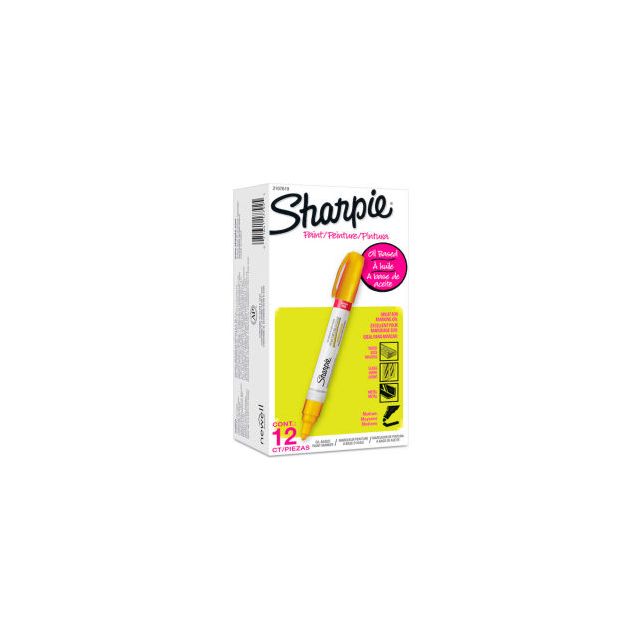 Sharpie® Paint Marker, Oil Based, Medium, Yellow Ink - Pkg Qty 12