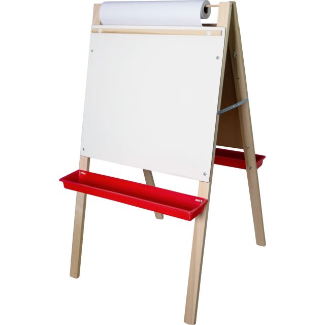 Flipside Adjustable Non-Magnetic Dry-Erase Whiteboard/Chalkboard/Paper Roll Easel, 48in x 24in, Wood Frame With Pine Finish MPN:17325