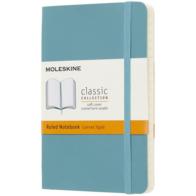 Moleskine Classic Notebook, Pocket, 3.5in X 5.5in, Ruled, 192 pages, Soft Cover, Reef Blue (Min Order Qty 4) MPN:715468