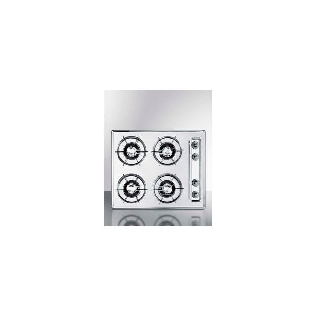 Summit-Cooktop Electric 4 Burners Battery Start Brushed Chrome 20