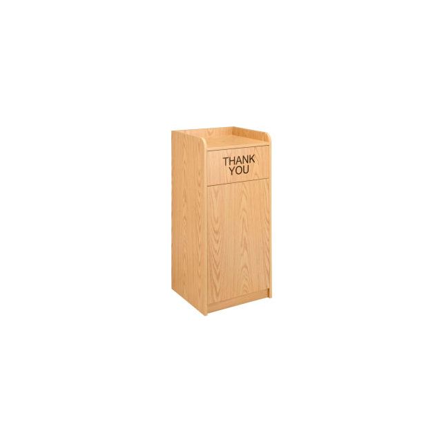 GoVets™ 36 Gallon Wooden Waste Receptacle With Tray Top Oak