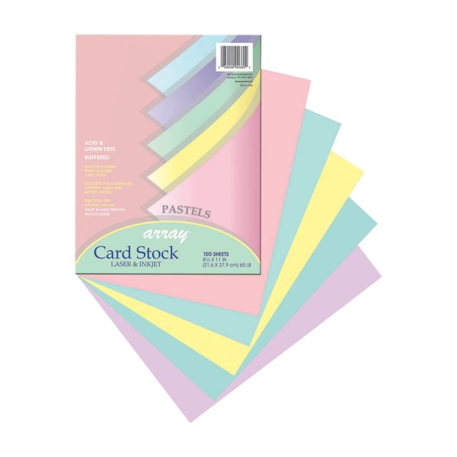 Pacon Card Stock, Letter Paper Size, 65 Lb, Assorted, 100 Sheets (Min Order Qty 3) MPN:101315