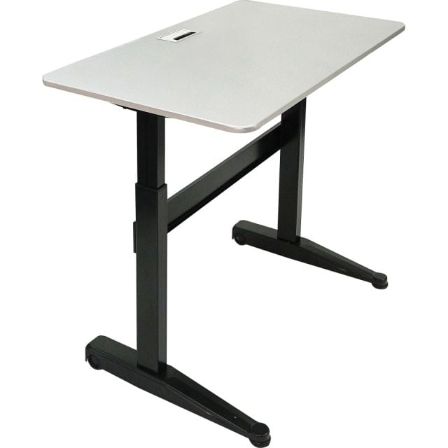 Iceberg Mobile Sit-Stand Desk, 47in x 27in, Silver Gray