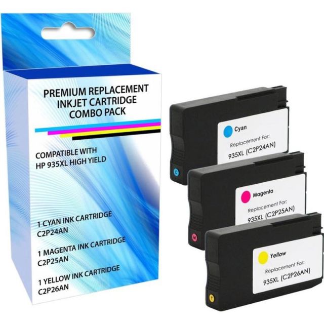 eReplacements Remanufactured High-Yield Cyan, Magenta, Yellow Ink Cartridge Replacement For HP 935XL, F6U05BN, Pack Of 3, F6U05BN-ER F6U05BN-ER