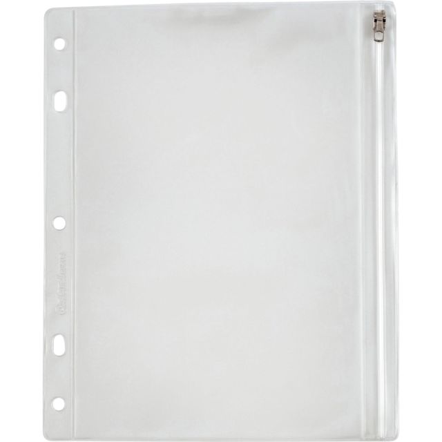 Oxford Zipper Binder Pockets - 10 1/2in x 8in Sheet - Ring Binder - Rectangular - Clear, White - Poly - 1 Each (Min Order Qty 4) 68504