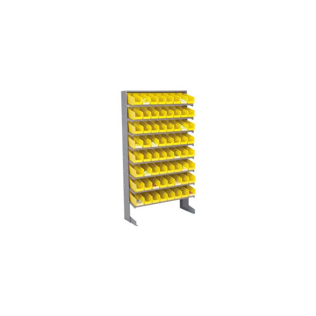GoVets™ 8 Shelf Floor Pick Rack - 64 Yellow Plastic Shelf Bins 4 Inch Wide 33x12x61 426YL603