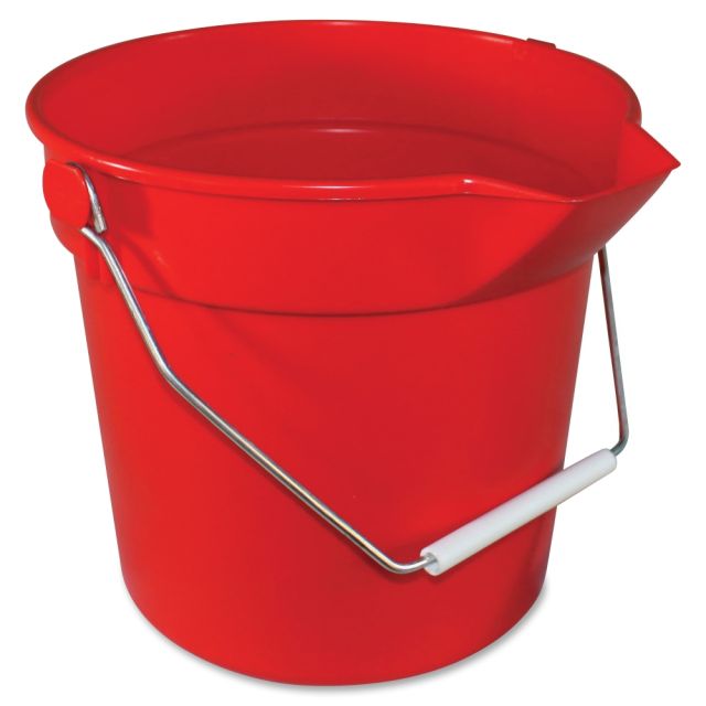 Impact Products 10-qt Deluxe Bucket - 10 quart - Alkali Resistant, Acid Resistant, Chemical Resistant, Heavy Duty, Spill Resistant, Handle, Comfortable, Embossed, Rugged - 10.3in x 10.6in - Polypropylene - Red - 12 / Carton