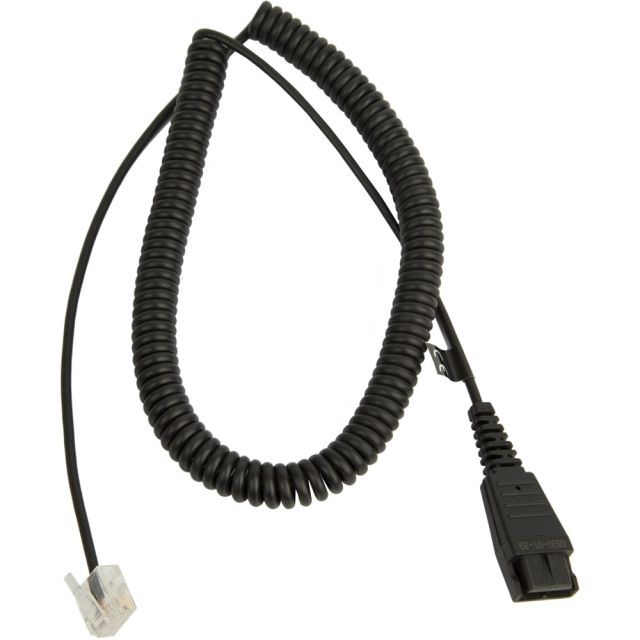 Jabra Quick Disconnect (QD) to Modular (RJ) Balanced Coiled Bottom Cord, 2 Meter - 6.56 ft Quick Disconnect/RJ-45 Phone Cable for Phone, Headset - First End: 1 x RJ-45 Male Phone - Second End: 1 x Quick Disconnect Male Phone