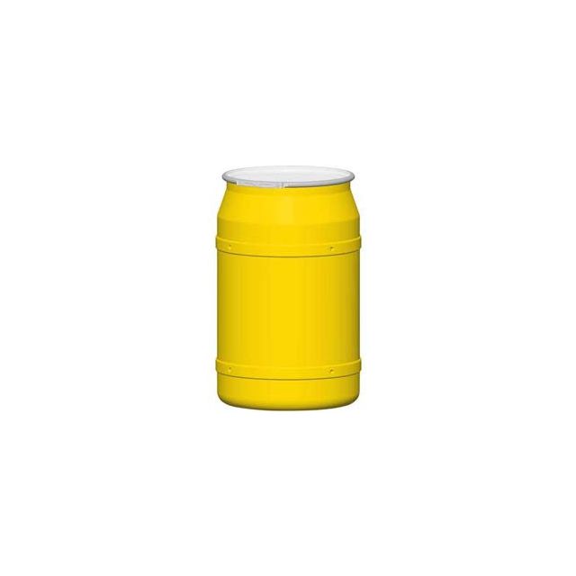 Eagle 55 Gal. Yellow Plastic Open-Head Straight Lab Pack Drum 1656M - Metal Lever Lock 1656M