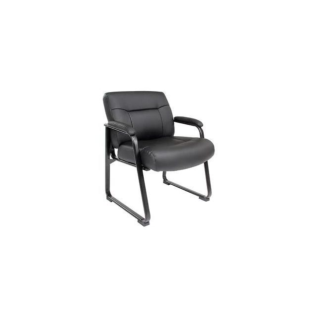 Interion® Big and Tall Waiting Room Chair - Bonded Leather - High Back - Black 530238