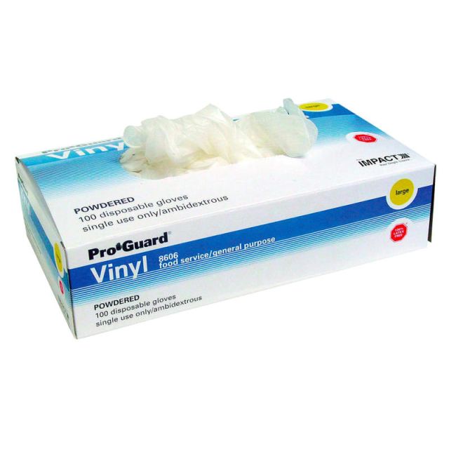 Impact Products Powdered Vinyl Gloves, Disposable, General Purpose, Small, Clear, Box Of 100 (Min Order Qty 7) MPN:8606S