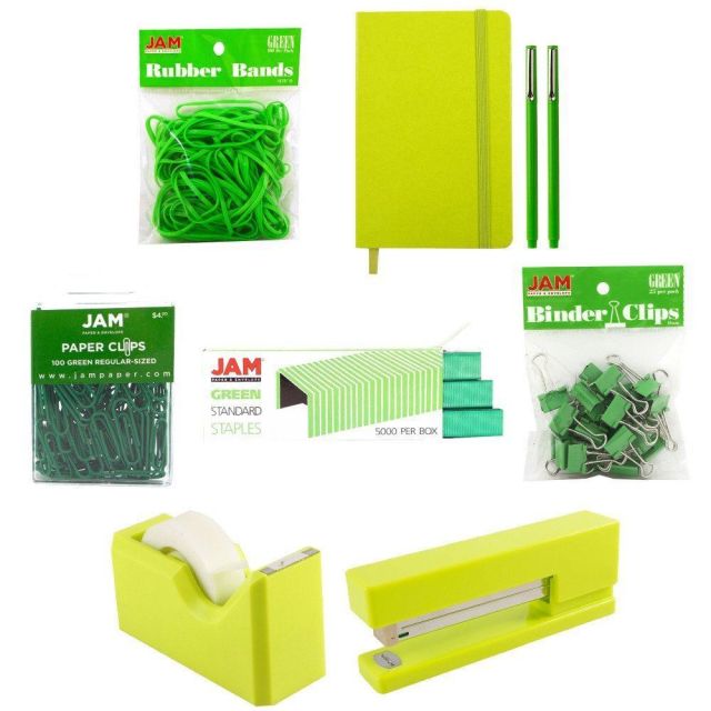 JAM Paper Complete 9-Piece Desk Kit, Green MPN:338756CGR