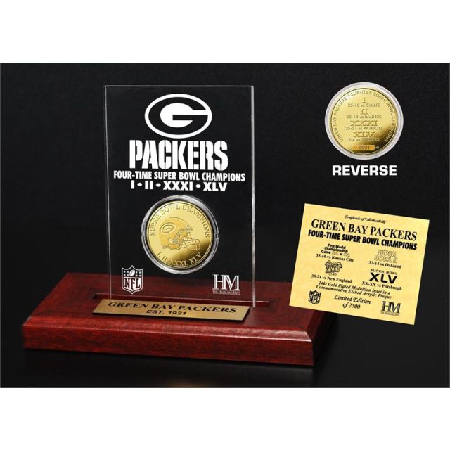 Green Bay Packers 4x Super Bowl Champs Etched Acrylic MPN:GBPSB4ACRYLK