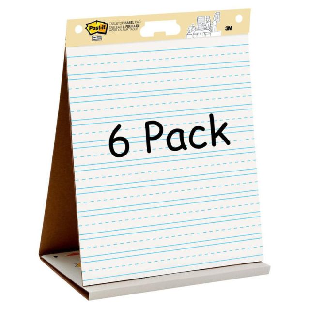 Post-it Super Sticky Tabletop Easel Pads, Primary Ruled, 20in x 23in, White, 20 Sheets Per 563PRL-6