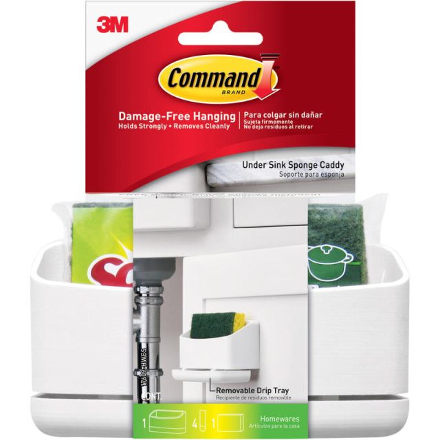 Command Under Sink Sponge Caddy - 9.4in Height x 12in Width x 7.8in Depth - White - 1 / Pack (Min Order Qty 6) MPN:17609HWES