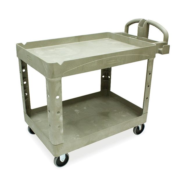 Rubbermaid Two-Tiered Full-Service Cart, 33 1/4inH x 45 1/4inW x 25 3/4inD, Beige MPN:FG452088 BEIG