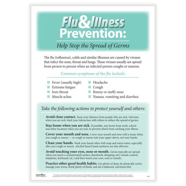 ComplyRight Flu And Illness Prevention Poster, English, 10in x 14in (Min Order Qty 4) MPN:N0018