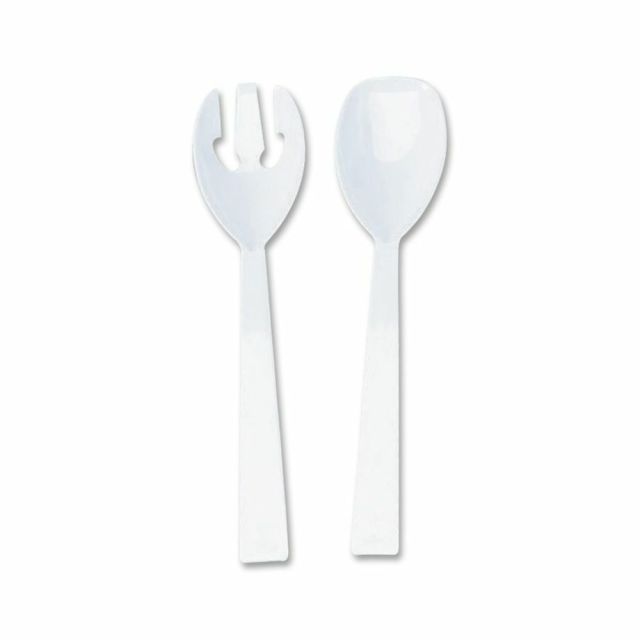 Tablemate Fork/Spoon Serving Set - 4 Piece(s) - 12/Box - 2 x Spoon - 2 x Fork - Plastic - White W95PK4