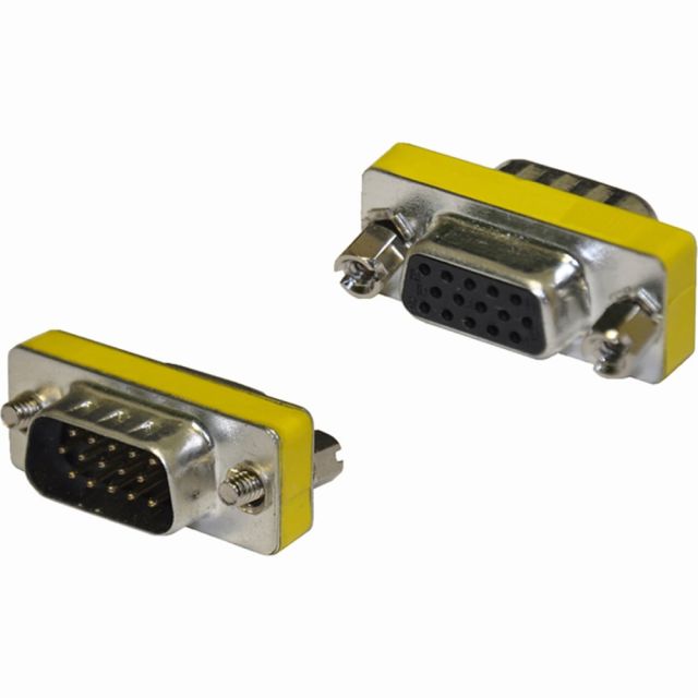 4XEM VGA HD15 Male To Female Adapter - 1 x 15-pin HD-15 VGA Male - 1 x 15-pin HD-15 VGA Female - Silver, Yellow, Black (Min Order Qty 11) MPN:4XVGAMF