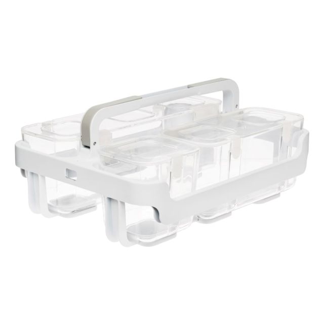 Deflect-O Stackable Caddy Organizer, 6-1/2inH x 14inW x 10-1/2inD, White/Clear MPN:29003