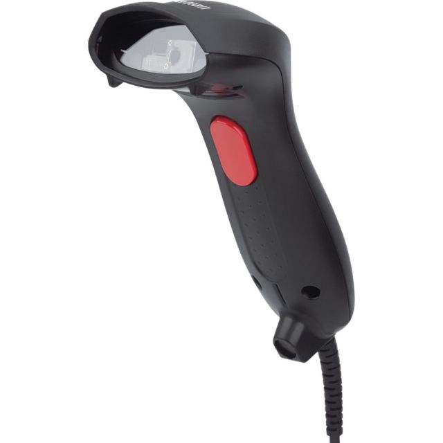 Manhattan 2D Handheld Barcode Scanner, USB-A, 250mm Scan Depth, Cable 1.5m, Max Ambient Light 100,000 lux (sunlight), Black, Three Year Warranty, Box - Cable Connectivity - 9.84in Scan Distance - 1D, 2D - LED - Keyboard Wedge, USB - Black, Red 179775