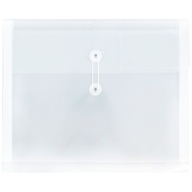 JAM Paper Plastic 9-3/4in x 13in Envelopes With 2-Dividers, Button & String Closure, Clear, Pack Of 12 (Min Order Qty 2) MPN:5263219