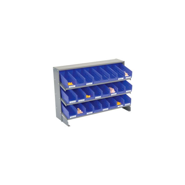 GoVets™ 3 Shelf Bench Pick Rack - 24 Blue Shelf Bins 4 Inch Wide 33x12x21 424BL603