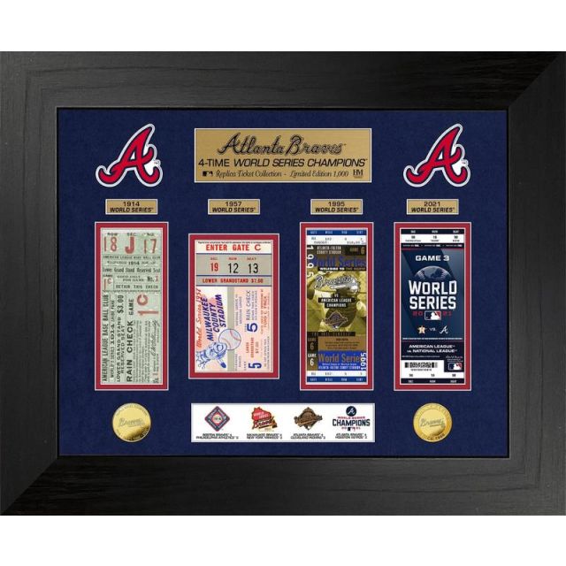 Atlanta Braves 4-Time World Series Champions Gold Coin & Ticket Collection MPN:AB4CWSTICK