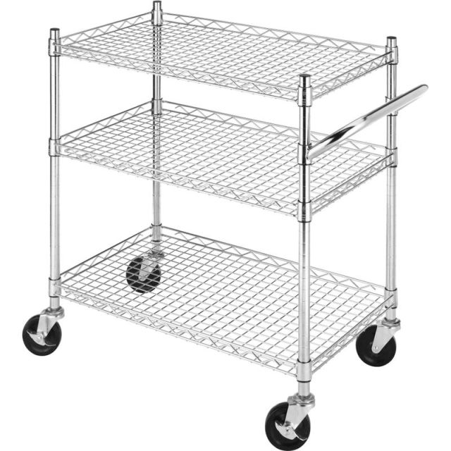 Whitmor Utility Cart - 3 Shelf - 250 lb Capacity - 4 Casters - Steel - 35in Length x 19in Width x 33in Height - Chrome Steel Frame - Chrome - 1 / Pack MPN:6057-4307-BB