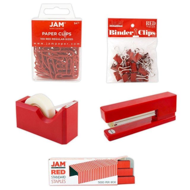 JAM Paper 5-Piece Office Starter Kit, Red (Min Order Qty 2) MPN:338756RE